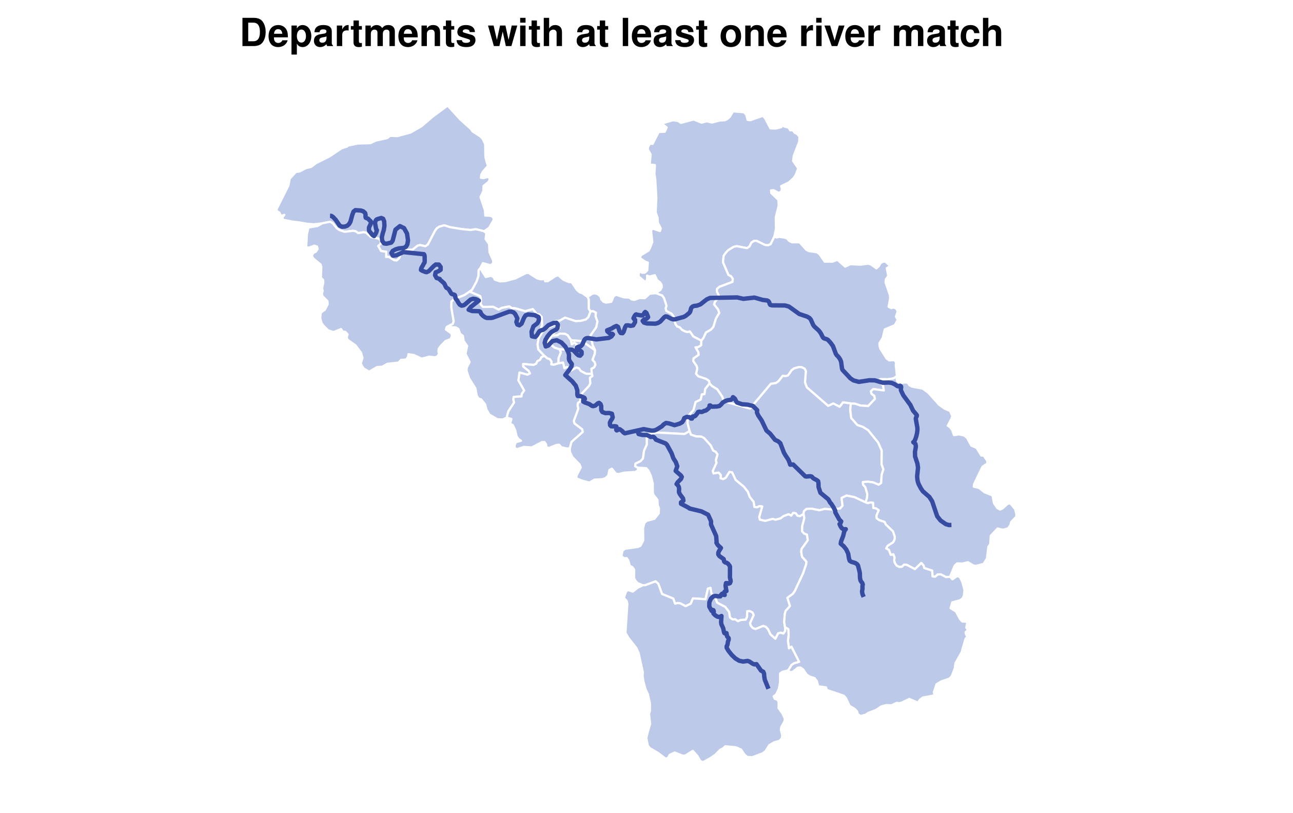 Only the full French departments intersecting the Seine network are shown, with rivers overlaid.