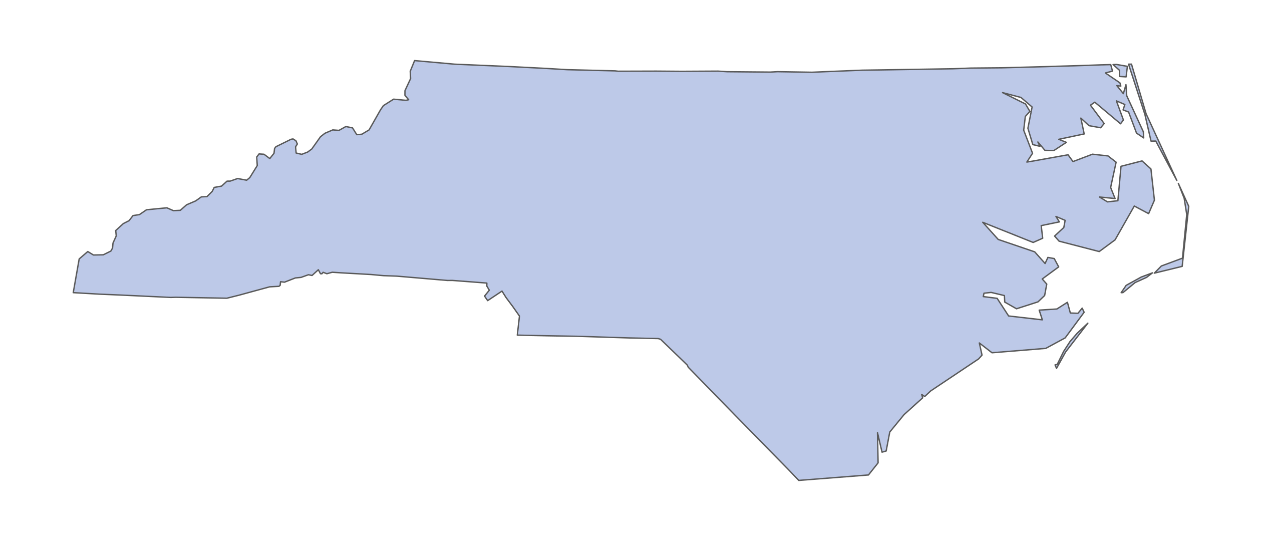 A single North Carolina outline created by combining all county polygons.